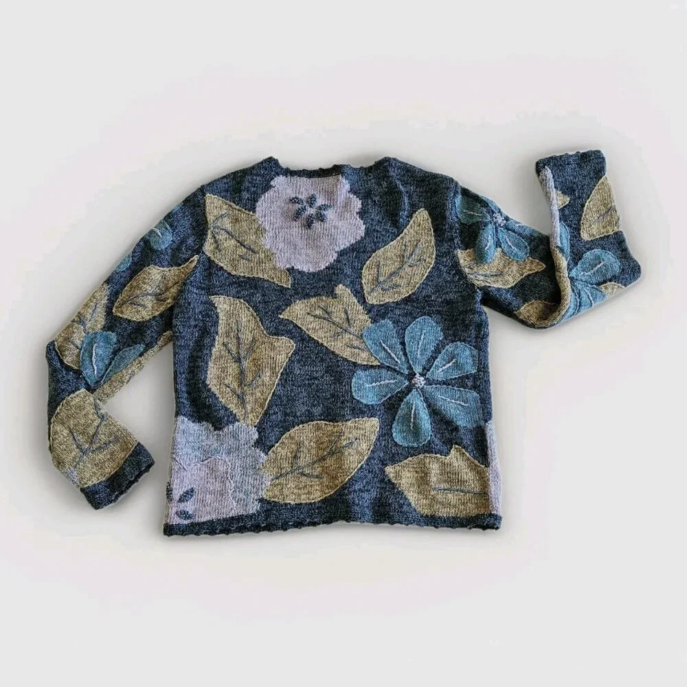 Vtg Sigrid Olsen Knit Cardigan Womens M Multicolor LS Buttons Boho Floral Boho - Picture 14 of 16